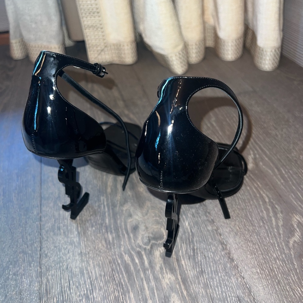 YSL opyum saint laurent heel sandals all black size 40 - Picture 3 of 5